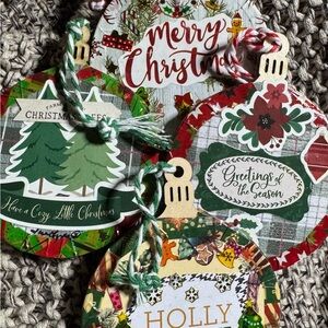 A set of (4) new 2.75x2.75” handmade unique wooden Xmas Tree Ornaments $40